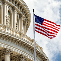 Photo of US Capitol with Flag